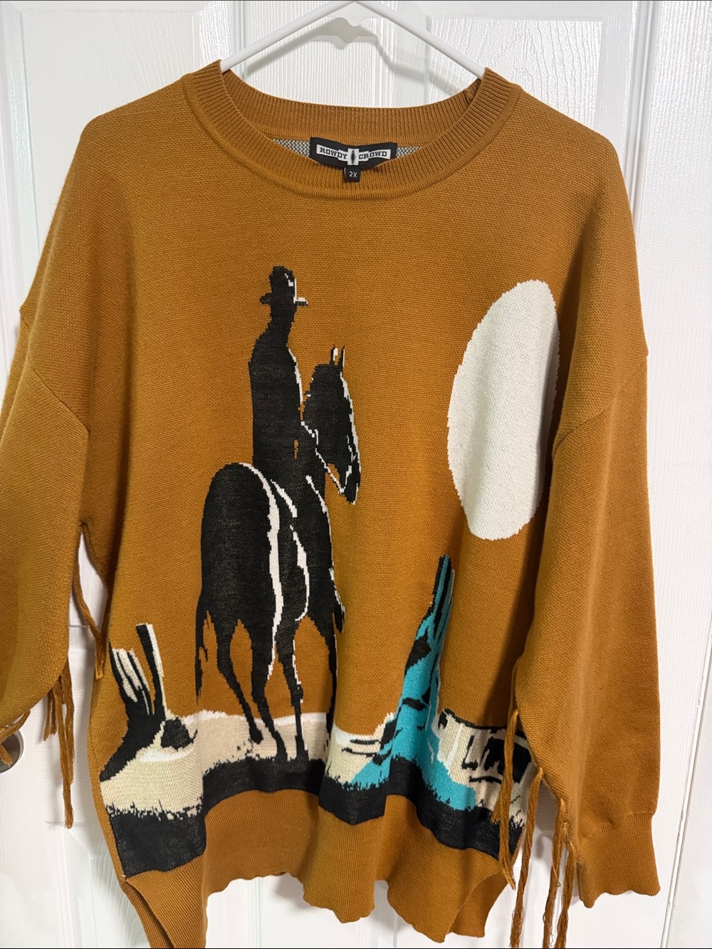 Rowdy Crowd Women's Mustard Graphic Crewneck Sweater